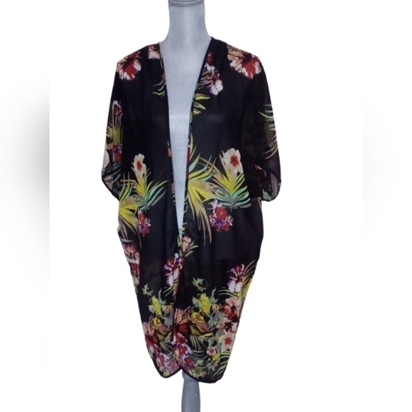 Live 4 Truth Floral Tropical Long Kimono Open Front - Picture 1 of 11
